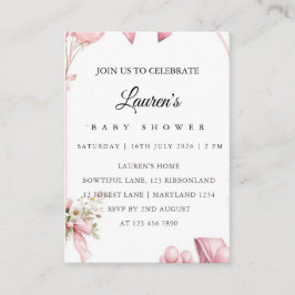Roze bloemen babyshower uitnodiging poster informatiekaartje