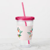 Roze Bloemen Bachelorette Vrijgezellenfeest Acryl Drinkbeker (Links)