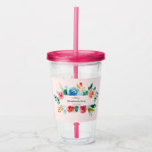 Roze Bloemen Bachelorette Vrijgezellenfeest Acryl Drinkbeker (Voorkant)