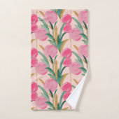 Roze bloemen bad handdoek (Handdoek)