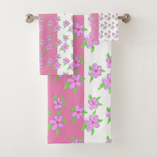  roze bloemen bad handdoek (Insitu)