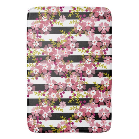 Roze bloemen badmat (Voorkant Verticaal)