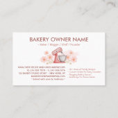Roze Bloemen Bakken & Koken Utensil Bakkerij Visitekaartje (Achterkant)