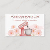 Roze Bloemen Bakken & Koken Utensil Bakkerij Visitekaartje (Voorkant)