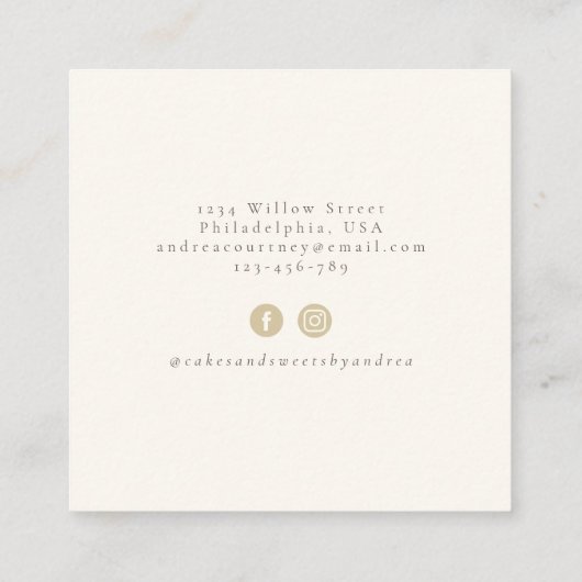 Roze Bloemen Bakkerij Pastry Waterverf Mixer Cake Vierkante Visitekaartje (Achterkant)