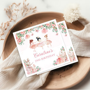 Roze Bloemen Ballet Ballerina Verjaardag servetten
