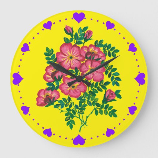 Roze Bloemen Banket Grote Klok (Voorkant)
