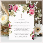 Roze bloemen Baptisme Prayer Fotoplaat