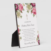 Roze bloemen Baptisme Prayer Fotoplaat (Zijkant)