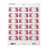 Roze Bloemen Barok Romantisch Goud Lijst Etiket (Full Sheet)