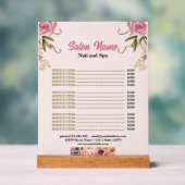Roze Bloemen Beauty Nail Salon Prijs Lijst menu Acryl Bord (Neutraal)