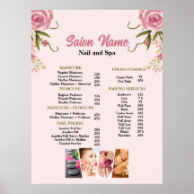 Roze Bloemen Beauty Nail Salon Prijs Lijst menu