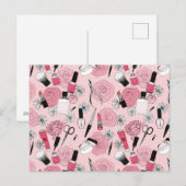Roze Bloemen Beauty Producten Patroon Feestdagenkaart (Voorkant / Achterkant)