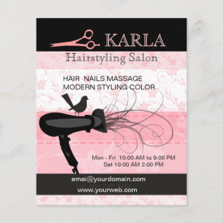 Roze bloemen Beauty Salon Dryer Hair Stylist Flyer