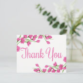 Roze Bloemen Bedankt Lavendel Fuchsia Bloemen Briefkaart (Staand voorkant)