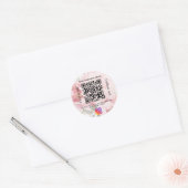 Roze bloemen bedrijfsnaam qr code instagram ronde sticker (Envelop)