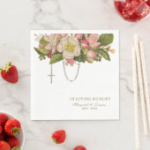 Roze Bloemen Begrafenis Katholieke Rozenkrans Memo Servet (Insitu)