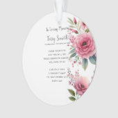 Roze Bloemen Begrafenis / Memorial Ornament (voorkant)