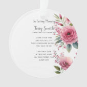 Roze Bloemen Begrafenis / Memorial Ornament (voorkant)