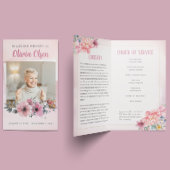 Roze Bloemen Begrafenis Pamflet Orde van Service Flyer