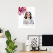 Roze Bloemen begrafenis viering van het leven Foto Poster (Thuiskantoor)
