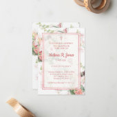 Roze Bloemen Begrafenis Viering van het Leven Geli Notitiekaartje (Voorkant / Achterkant in situ)