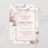 Roze Bloemen Begrafenis Viering van het Leven Geli Notitiekaartje (Voorkant / Achterkant)