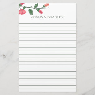 Roze bloemen bekleed briefpapier