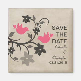 Roze bloemen besparen de Datum Magnet