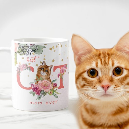 Roze Bloemen Beste Kat Mama Ooit Koffiemok