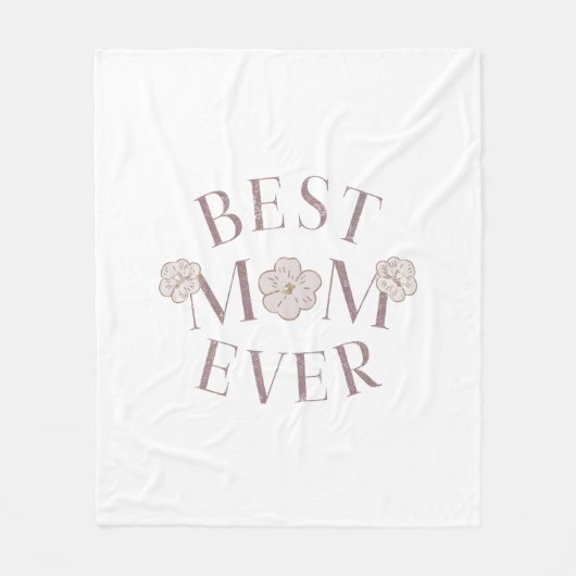 Roze Bloemen Beste Mam Ooit Fleece Deken (Voorkant)