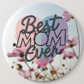Roze Bloemen Beste Mam Ooit Gelukkige Moederdag Ronde Button 6,0 Cm (Voorkant)