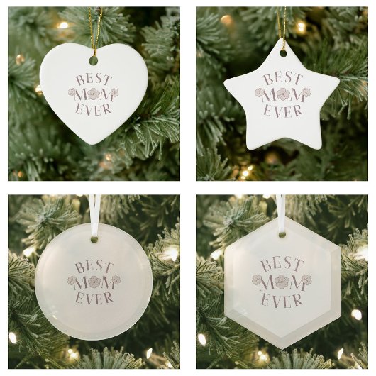 Roze Bloemen Beste Mam Ooit Keramisch Ornament