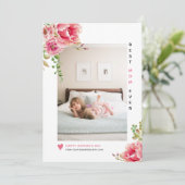 Roze bloemen Beste mama ooit Moederdag foto Feestdagenkaart (Staand voorkant)