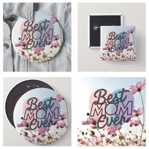 Roze Bloemen Beste Moeder Ooit Gelukkige Moederdag Ronde Button 6,0 Cm