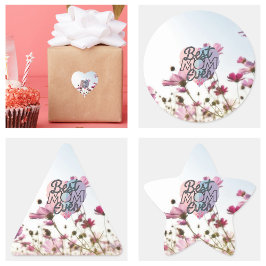 Roze Bloemen Beste Moeder Ooit Gelukkige Moederdag Vierkante Sticker