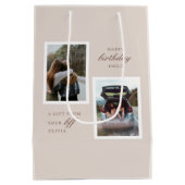 Roze Bloemen Beste Vrienden Foto Verjaardag Medium Cadeauzakje (Achterkant)