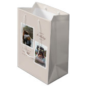 Roze Bloemen Beste Vrienden Foto Verjaardag Medium Cadeauzakje (Achterkant Gekanteld)