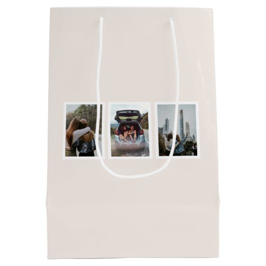 Roze Bloemen Beste Vrienden Foto Verjaardag Medium Cadeauzakje (Achterkant)