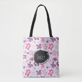 Roze bloemen bevestigen het griepachtige patroon o tote bag (Voorkant)