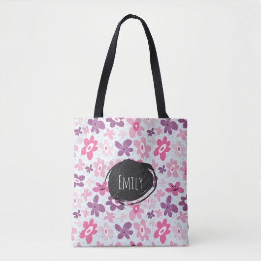 Roze bloemen bevestigen het griepachtige patroon o tote bag (Voorkant)