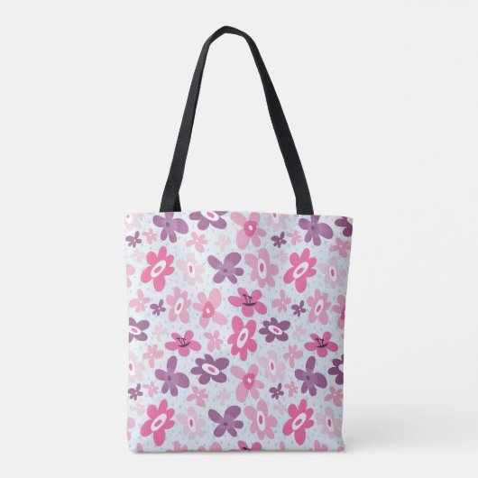 Roze bloemen bevestigen het griepachtige patroon o tote bag (Achterkant)
