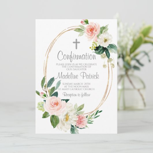 Roze Bloemen Bevestiging Kaart (Staand voorkant)