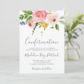 Roze Bloemen Bevestiging Kaart (Staand voorkant)