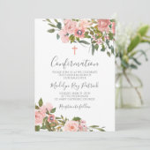 Roze Bloemen Bevestiging Kaart (Staand voorkant)