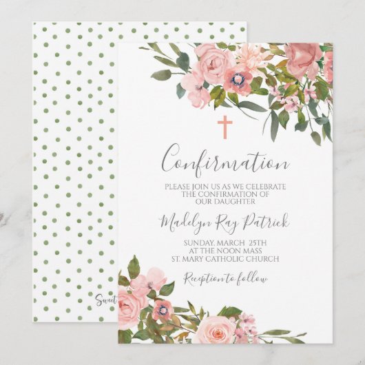 Roze Bloemen Bevestiging Kaart (Voorkant / Achterkant)