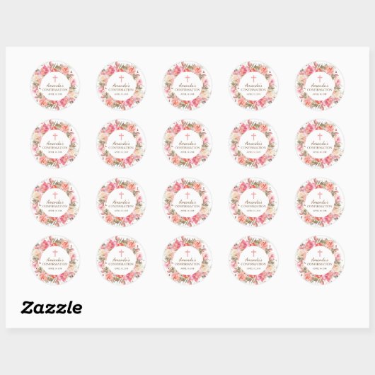 Roze Bloemen Bevestiging Sticker (Vel)