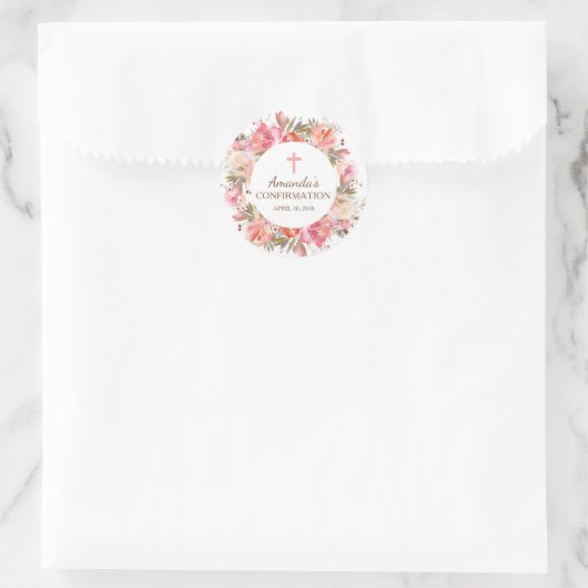Roze Bloemen Bevestiging Sticker (Tas)