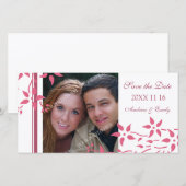 Roze Bloemen Bewaar de datum bruiloft foto kaarten (Voorkant / Achterkant)