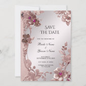 Roze  Bloemen Bewaar de datum Save The Date (Voorkant)